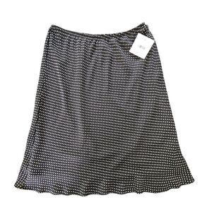 NWT Women’s Sag Harbor A Line Black White Polka Dot Skirt Size 12 PETITE Pull On